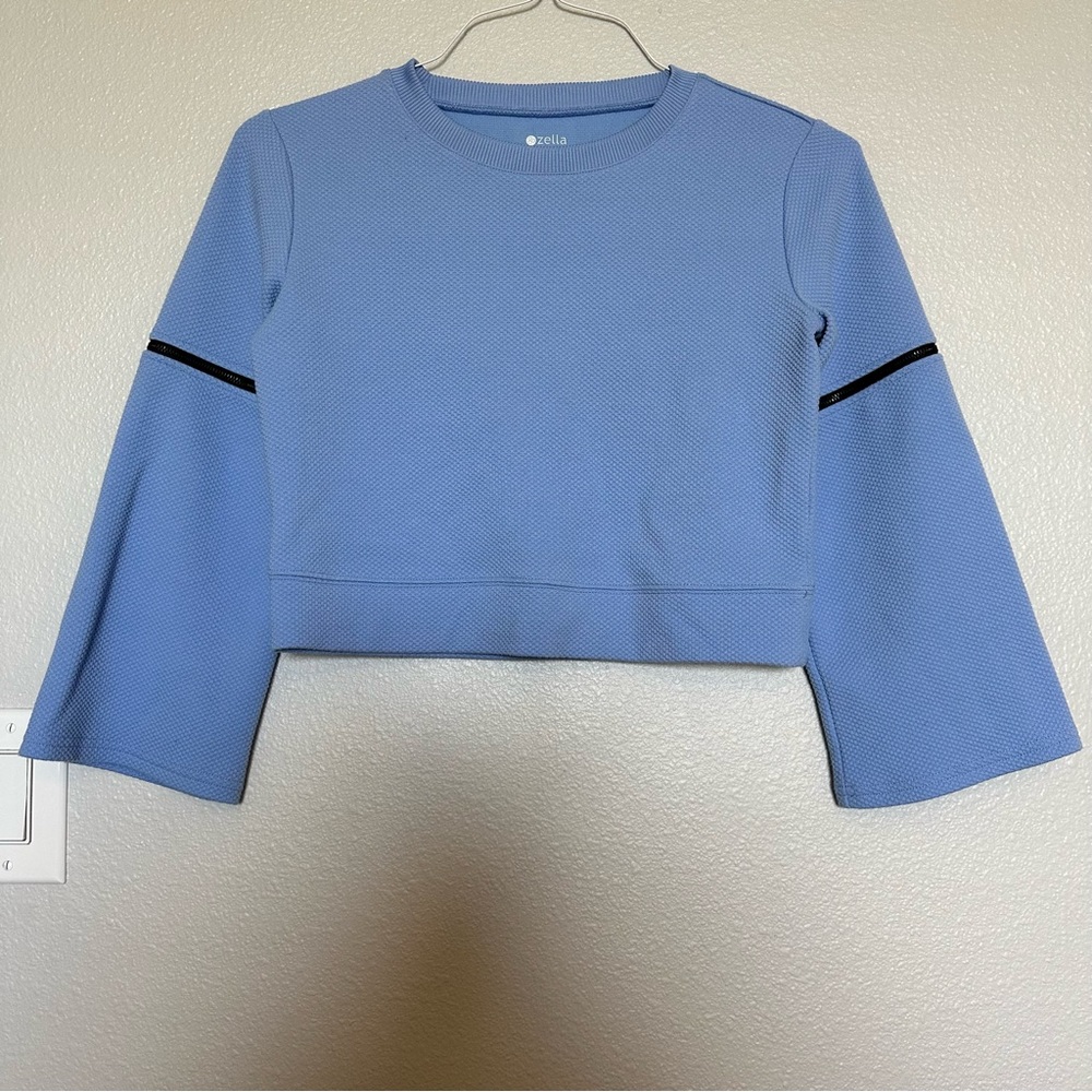 Zella Pullover Sweater Long Sleeve Zipper Blue Soft Sweatshirt Girls M 8/10